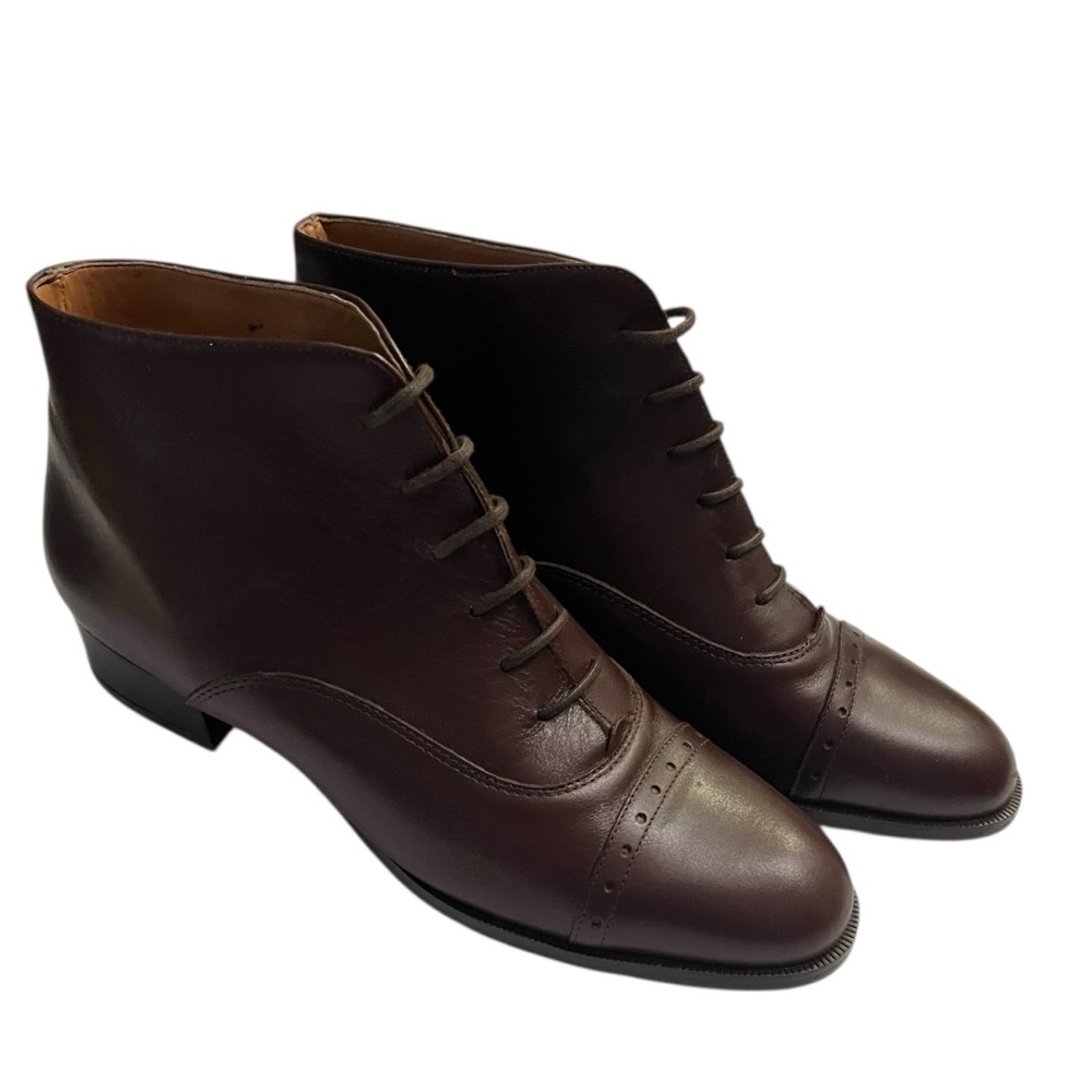 Vintage Etienne Aigner Leather Lace Ankle Boots Booties Brown 8N NWOT